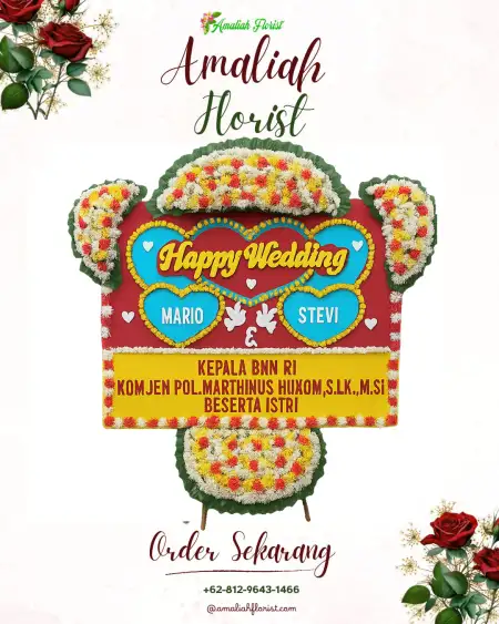 Papan Bunga Pernikahan Maning